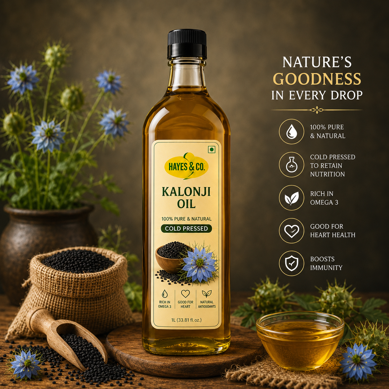 ChatGPT Image Jul 26, 2026, 10_40_16 PM Heaven Oil Cold Pressed Kalonji Oil (Black Seed Oil) | 100% Pure & Natural | Wooden Cold Pressed - Image 1