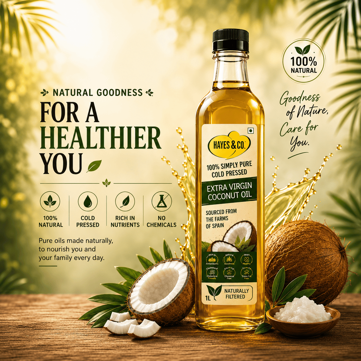 coco 2 Cold Pressed Coconut Oil | 100% Pure & Natural | Multipurpose Oil for Cooking, Hair & Skin - Image 1